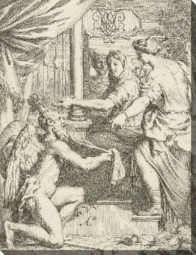 Картина Де Тидж становится на колени перед мастером на ткацком станке