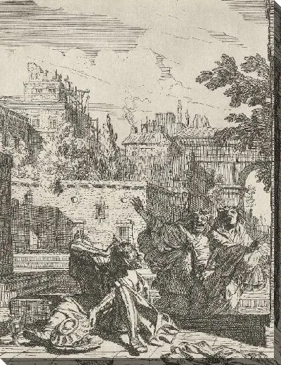 Картина Две фигуры смеются над молодым человеком