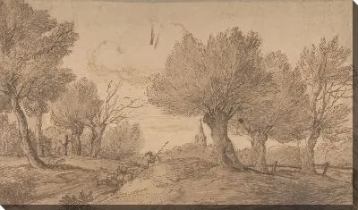 Картина Пейзаж с пастухом и его стадом