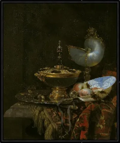 Картина Пронк Натюрморт с миской Гольбейна, чашкой Наутилуса, стеклянным кубком и фруктовым блюдом