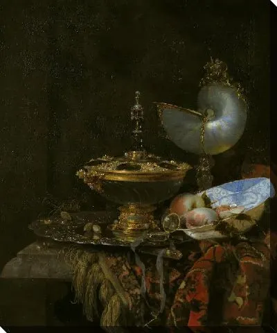 Картина Пронк Натюрморт с миской Гольбейна, чашкой Наутилуса, стеклянным кубком и фруктовым блюдом