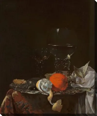 Натюрморт с фруктами и рюмками на серебряной тарелке