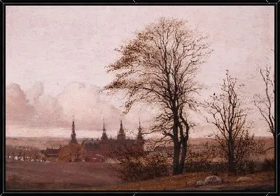 Осенний пейзаж. Замок Фредериксборг на среднем расстоянии