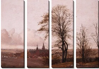 Осенний пейзаж. Замок Фредериксборг на среднем расстоянии