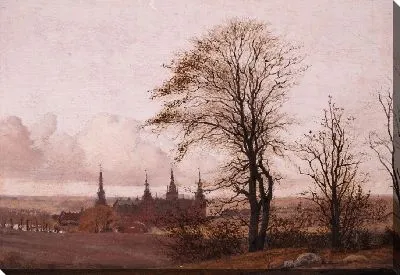 Осенний пейзаж. Замок Фредериксборг на среднем расстоянии