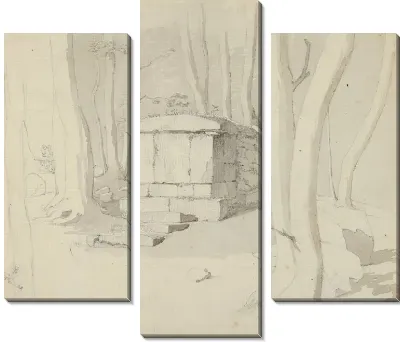 Картина Каменная могила в лесу;