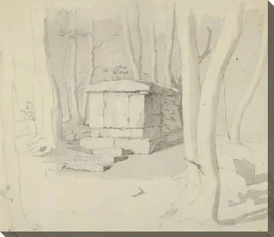 Картина Каменная могила в лесу;