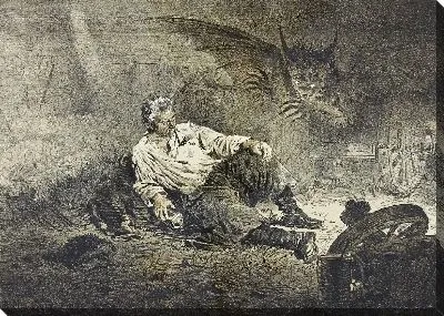 Картина Вот и чудится ему, что из-за соседнего воза что-то серое выказывает роги