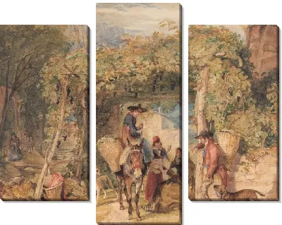 Фигуры и животные в винограднике