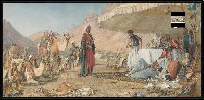 Картина Лагерь Фрэнка в Синайской пустыне. 1842 - Свято-Екатерининский монастырь на расстоянии