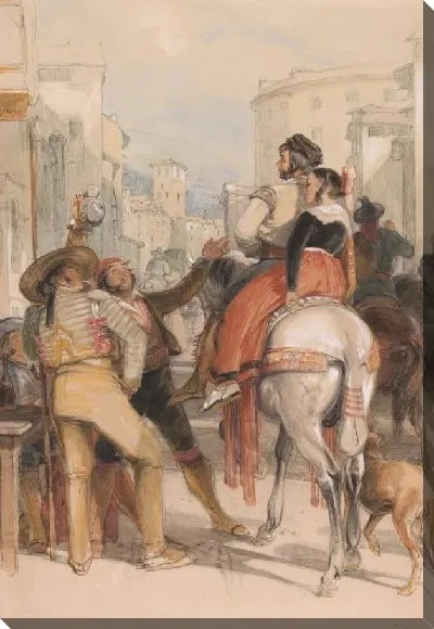 Картина Уличная сцена в Гранаде в день боя быков