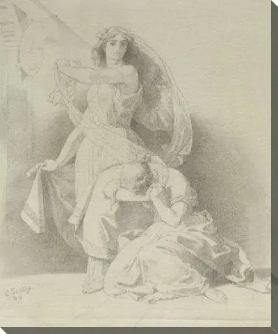 Картина Женщина плачет у ног другого