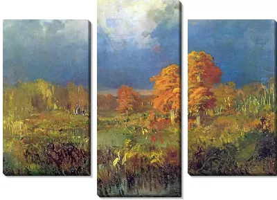 Картина Болото в лесу. Осень