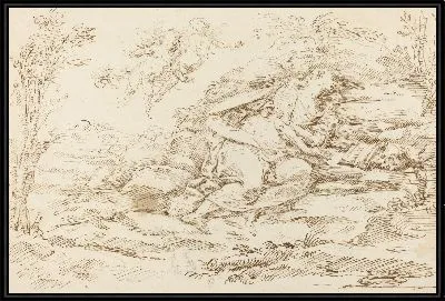 Кающаяся Магдалина с ангелами в пейзаже [recto]