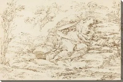 Кающаяся Магдалина с ангелами в пейзаже [recto]