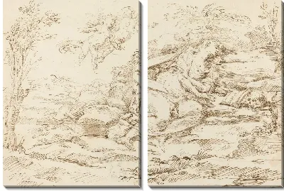 Кающаяся Магдалина с ангелами в пейзаже [recto]