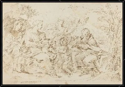 Святое Семейство со святой Елизаветой, святым Иоанном Крестителем и двумя ангелами в пейзаже