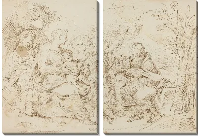 Святое Семейство со святой Елизаветой, святым Иоанном Крестителем и двумя ангелами в пейзаже