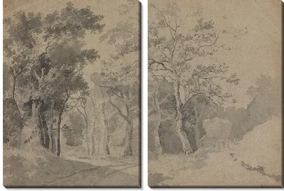 Роща с дорогой и сенокосом