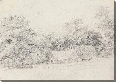 Картина Два здания среди деревьев