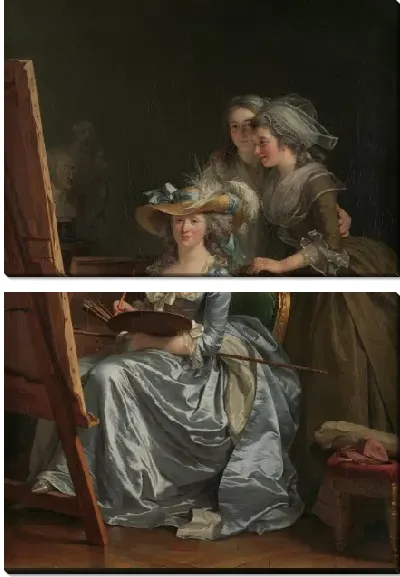 Картина Автопортрет с двумя учениками, Мари Габриэль Капе (1761–1818) и Мари Маргарита Карро де Роземон (умер 1788)