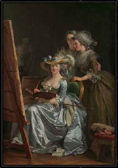 Картина Автопортрет с двумя учениками, Мари Габриэль Капе (1761–1818) и Мари Маргарита Карро де Роземон (умер 1788)