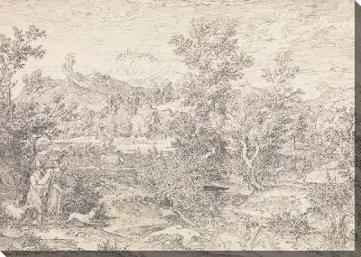 Картина Римский пейзаж с фигурами возле Палиано