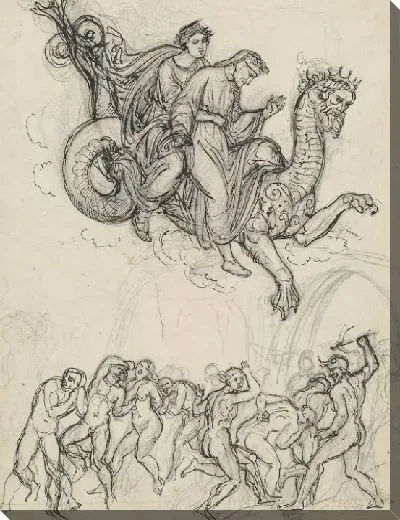 Картина Данте и Вергилий верхом на спине Гериона