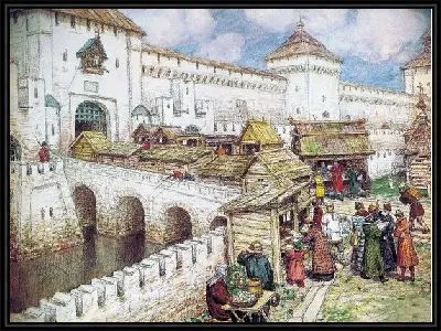 Книжные лавочки на Спасском мосту в XVII веке (Book shops at the Spassky bridge in the XVII century)