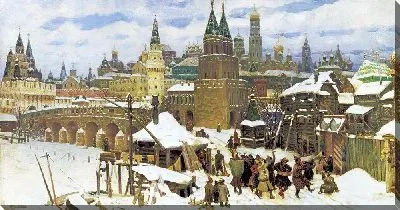 Картина Всехсвятский каменный мост. Москва конца XVII века