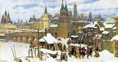 Картина Всехсвятский каменный мост. Москва конца XVII века