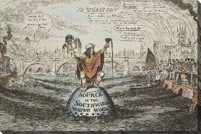 Картина Сатирическая иллюстрация загрязненной реки Темзы, Джордж Круикшанк, Лондон, Англия, 1832