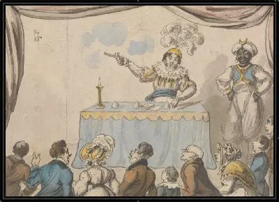 Фокусник с пистолетом и картами