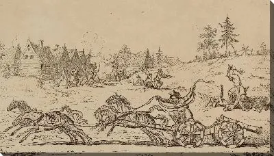 Картина Крестьянин, уносящий французскую пушку в русский лагерь, пока враг оставил его в мародерстве в деревне