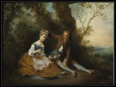 Картина Молодые влюбленные в пейзаже