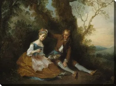 Картина Молодые влюбленные в пейзаже