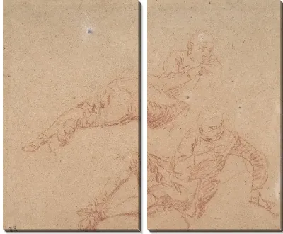 Картина Два исследования лежащей молодежи