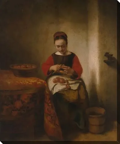 Картина Молодая женщина пилинг яблоки