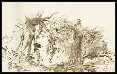 Авессалом попадает в ветки дерева