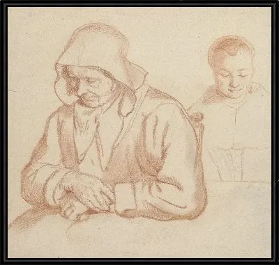 Отдыхая старуха и голова молодой женщины