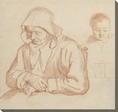 Отдыхая старуха и голова молодой женщины