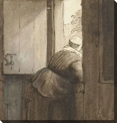 Картина Женщина склоняется над дверью