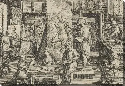 Картина Новые изобретения современности [Нова Реперта], Изобретение масляной живописи, лист 14