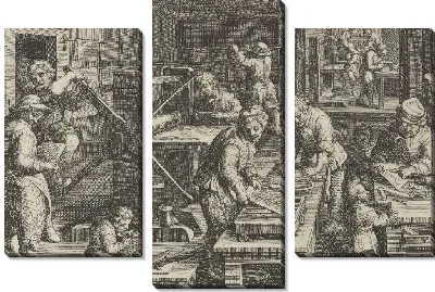 Картина Новые изобретения современности [Нова Реперта], Изобретение медной гравюры, лист 19