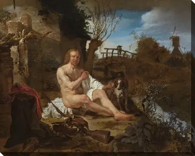 Картина Охотник одевается после купания