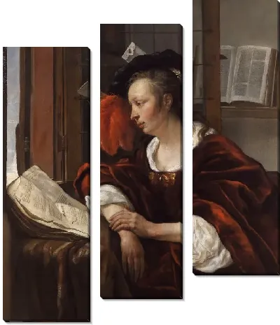 Женщина читает книгу у окна