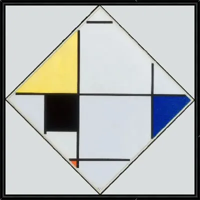 Композиция ромба с желтым, черным, синим, красным и серым