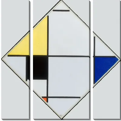 Композиция ромба с желтым, черным, синим, красным и серым