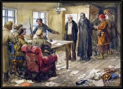 Большевисткий суд над местным помещиком и священником (Bolshevistky trial of the local landowner and priest)