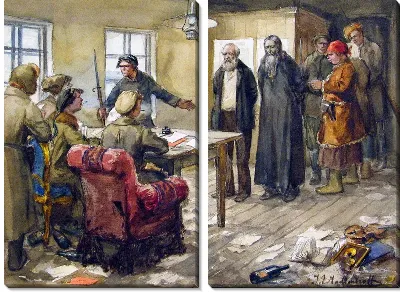 Большевисткий суд над местным помещиком и священником (Bolshevistky trial of the local landowner and priest)